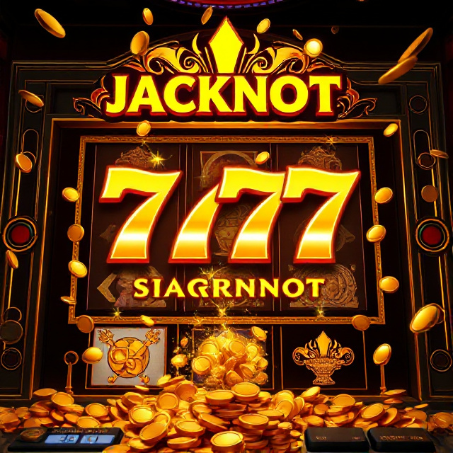 Online slot machine showing a massive jackpot win with golden 777 symbols